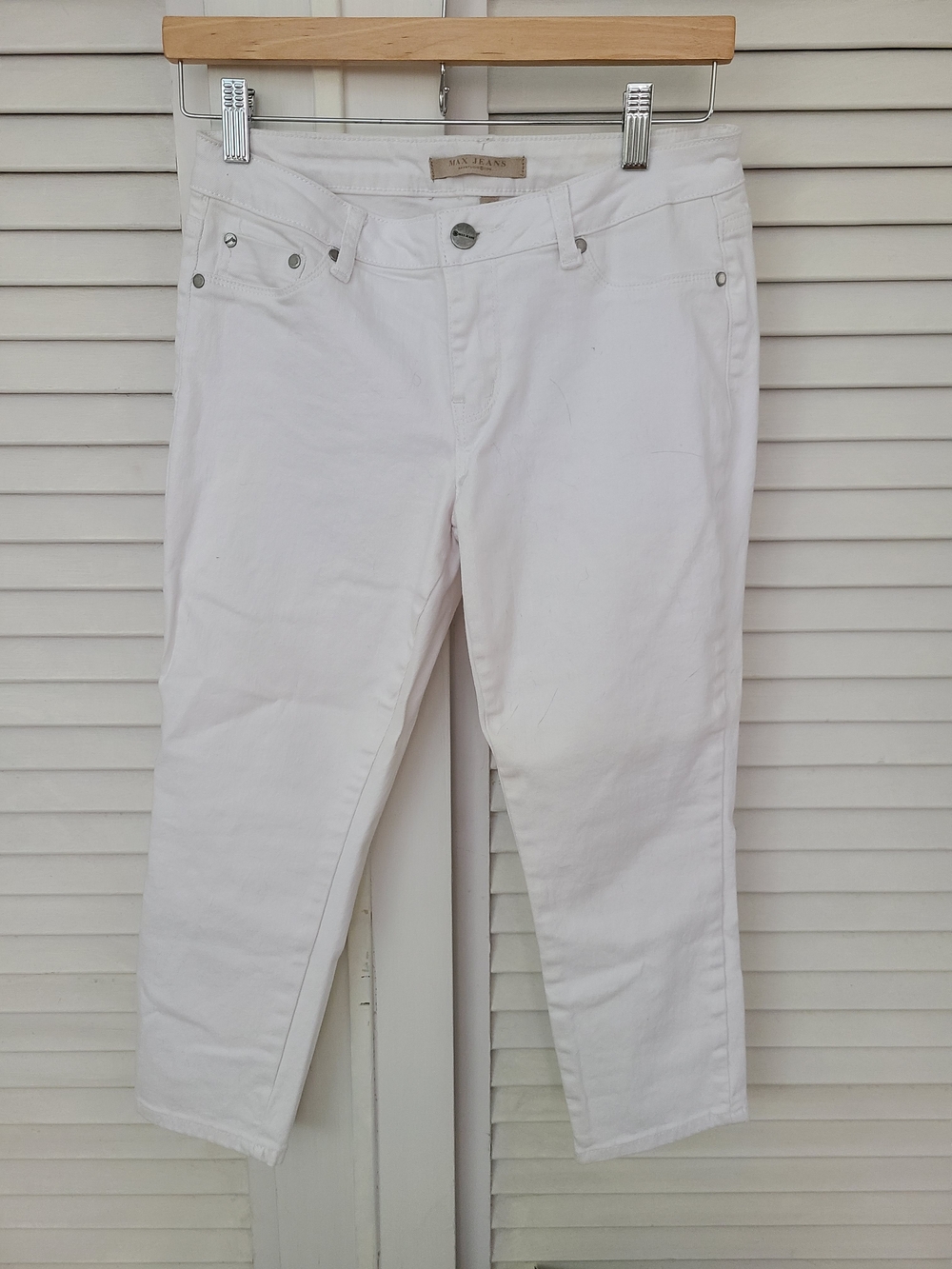 Max Jeans White Cropped Ankle Jeans - Slim Straight